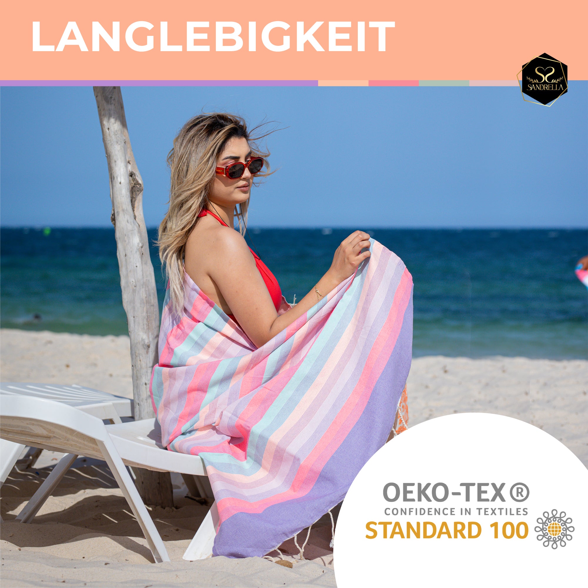 Farbenliebe Hamamtuch 100 x 200 cm I lila gestreift