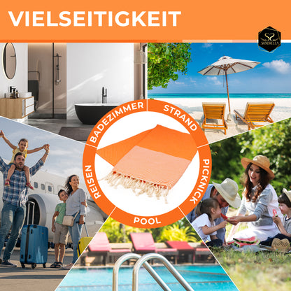 Doppelpack Hamamtuch 90x170 I orange