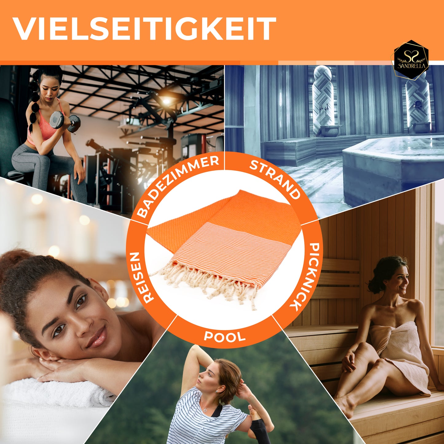 Doppelpack Hamamtuch 90x170 I orange