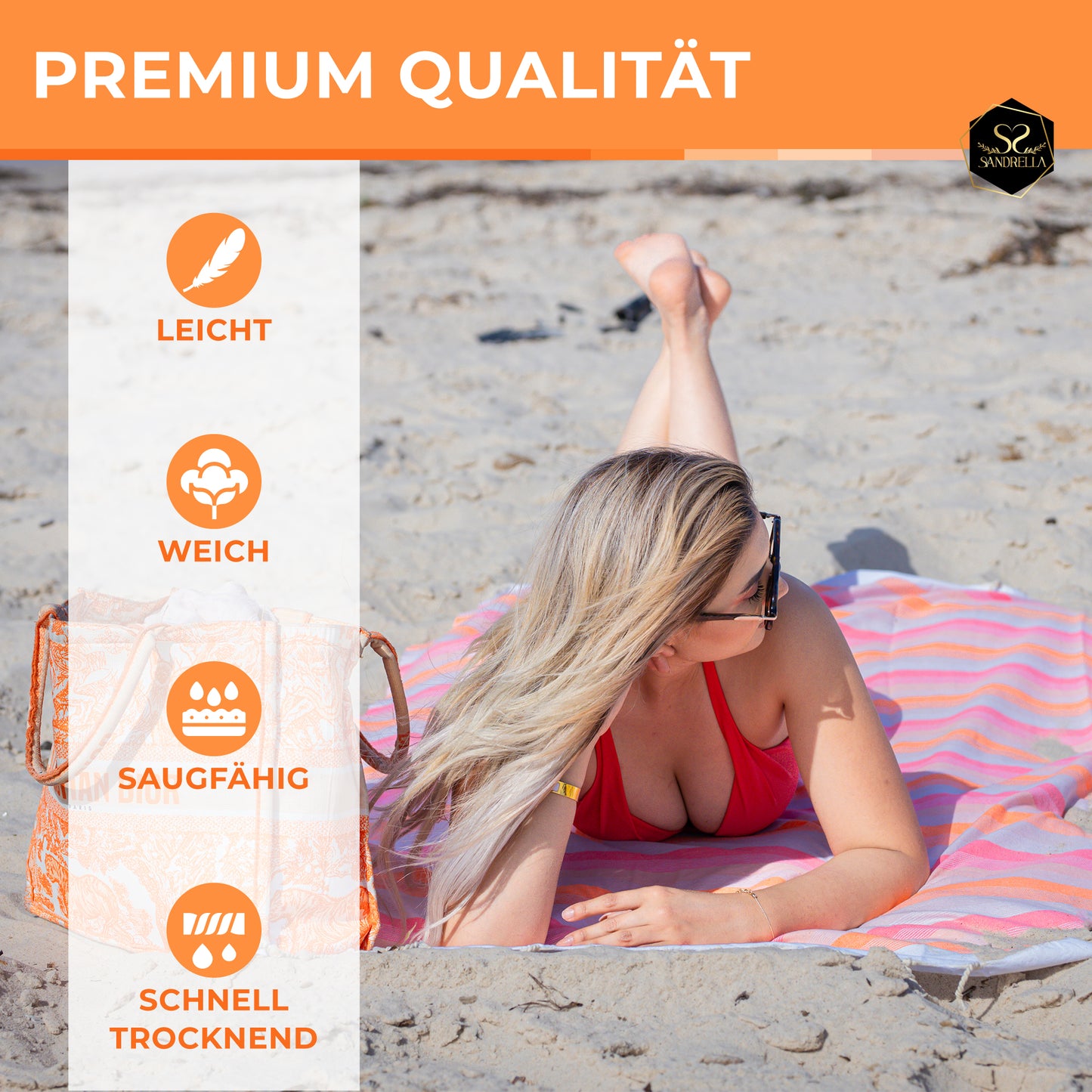 Farbenliebe Hamamtuch 90 x 170 cm I orange