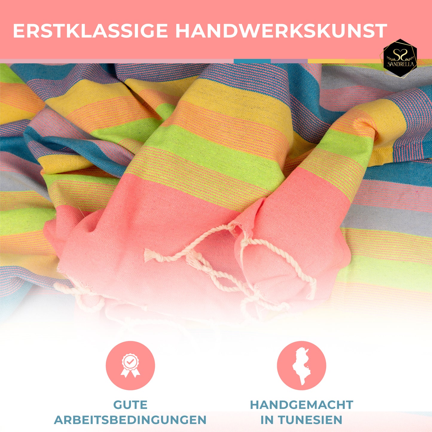 Farbenliebe Hamamtuch 100 x 200 cm I pink gestreift