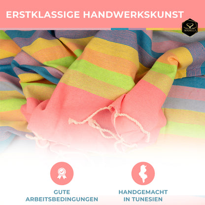 Doppelpack Hamamtuch 100 x 200 cm I pink gestreift / rosa Verlauf