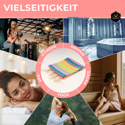 Doppelpack Hamamtuch 100 x 200 cm I pink gestreift / rosa Verlauf