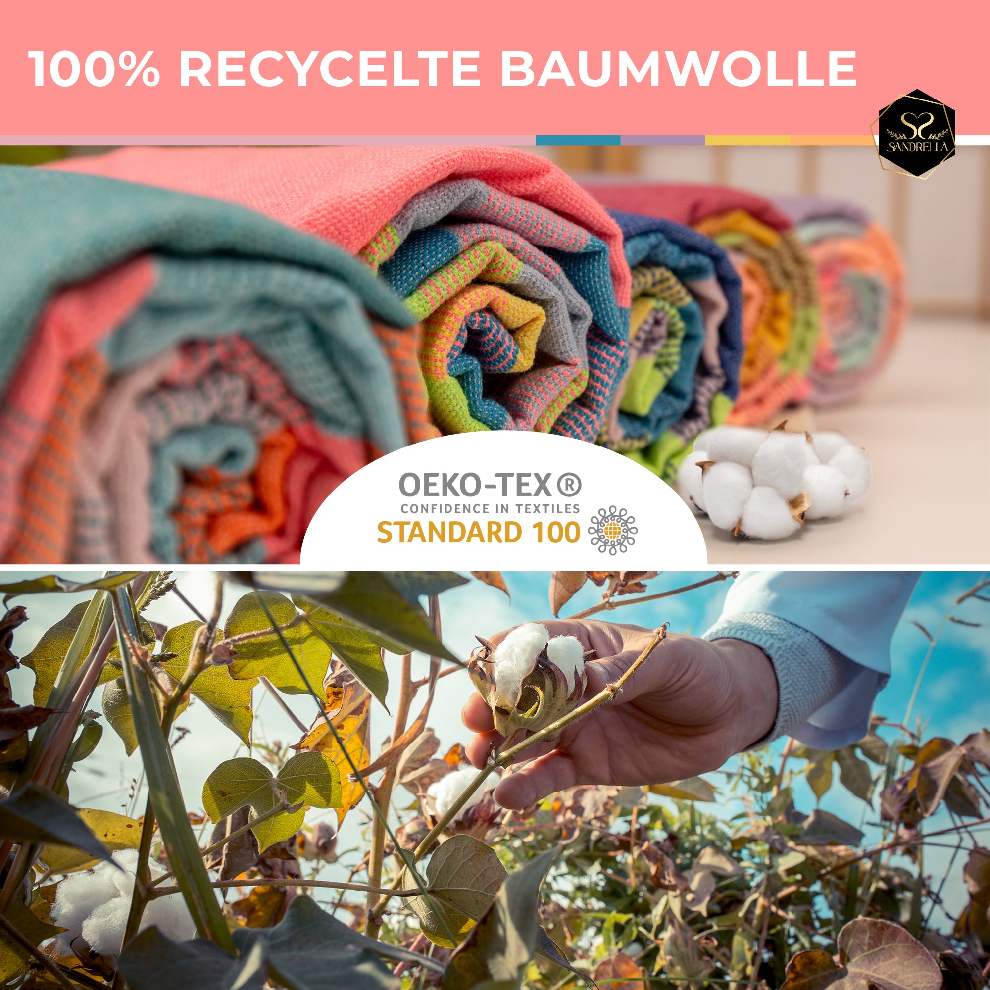 Doppelpack Hamamtuch 90 x 170 cm I lila / pink gestreift
