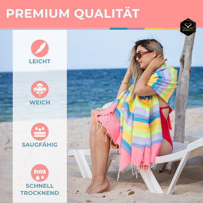 Doppelpack Hamamtuch 100 x 200 cm I pink gestreift / rosa Verlauf
