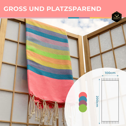 Farbenliebe Hamamtuch 100 x 200 cm I pink gestreift