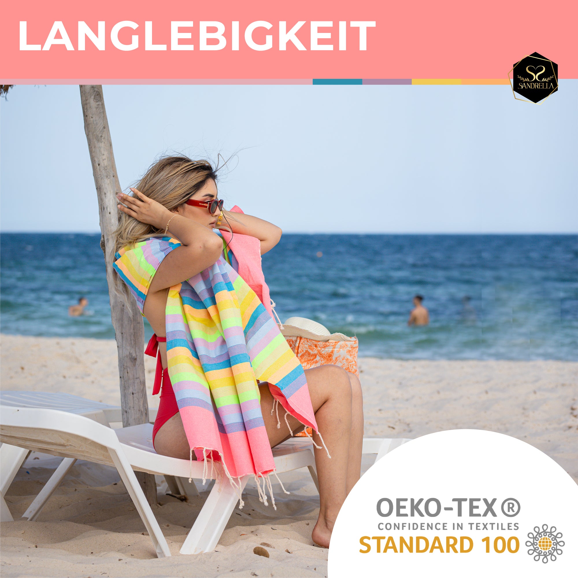 Doppelpack Hamamtuch 90 x 170 cm I pink gestreift / orange & rosa