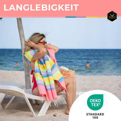 Farbenliebe Hamamtuch 100 x 200 cm I pink gestreift