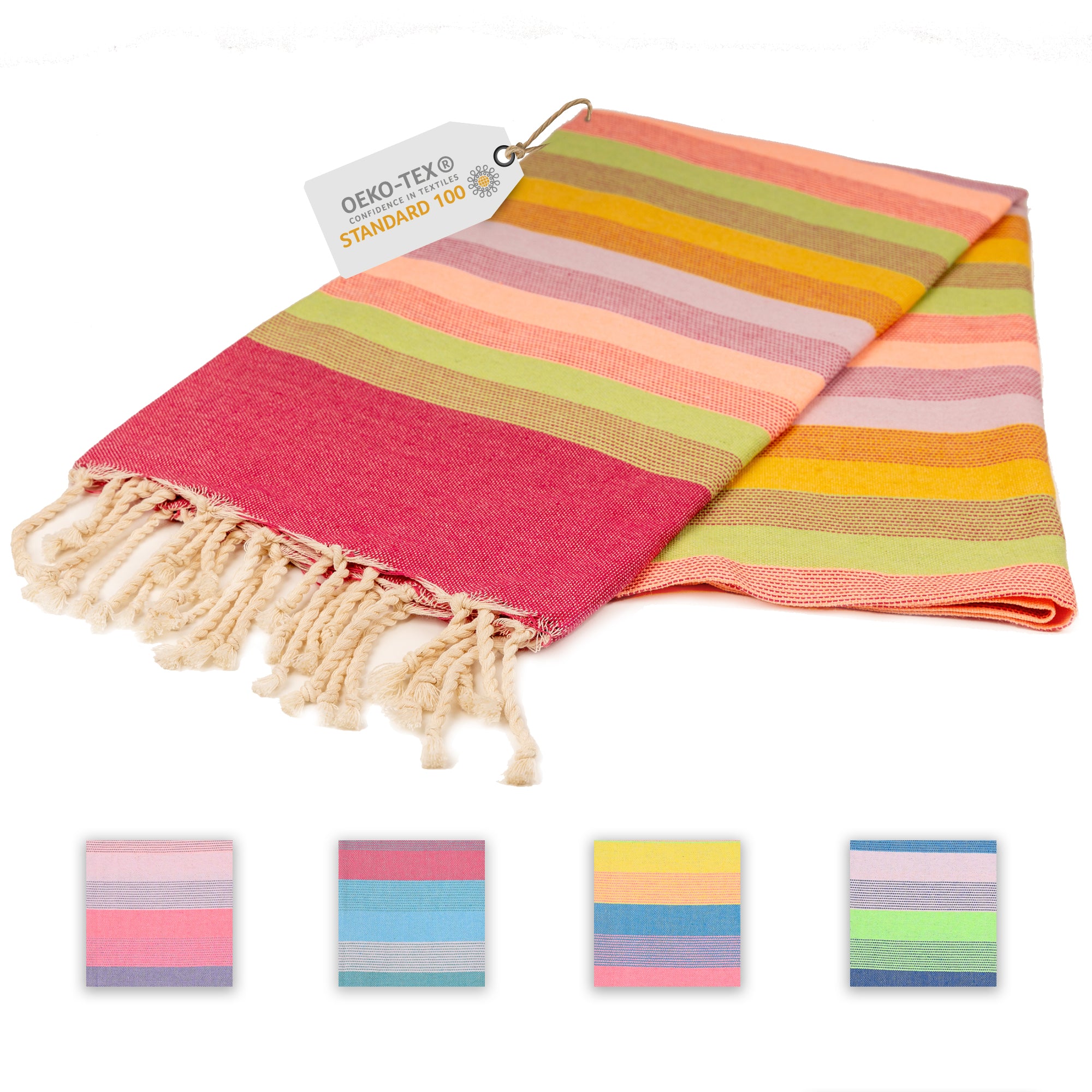 Farbenliebe Hamamtuch 100 x 200 cm I rot gestreift