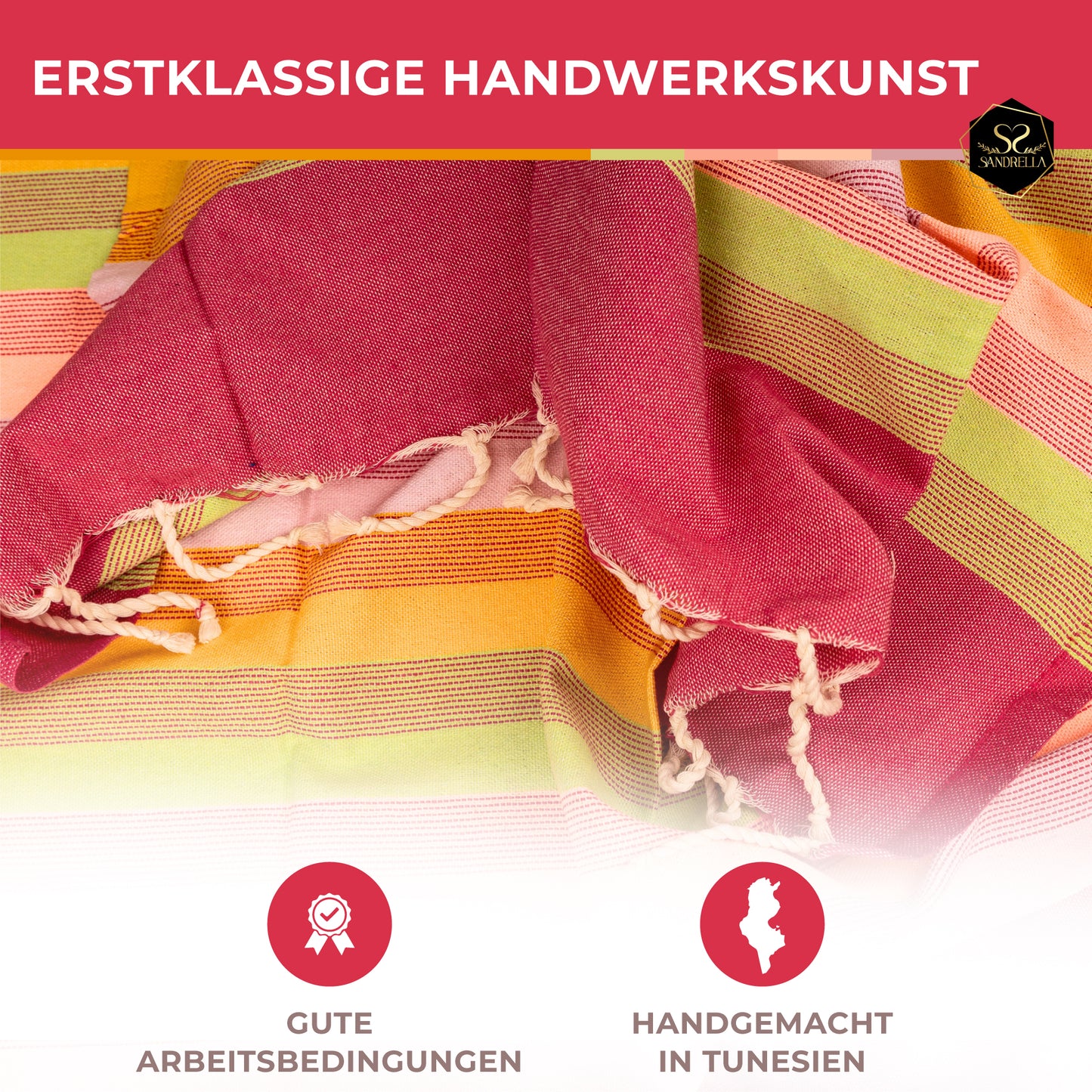 Farbenliebe Hamamtuch 100 x 200 cm I rot gestreift