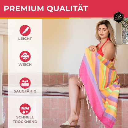 Doppelpack Hamamtuch 100 x 200 cm I rot gestreift / blau gestreift