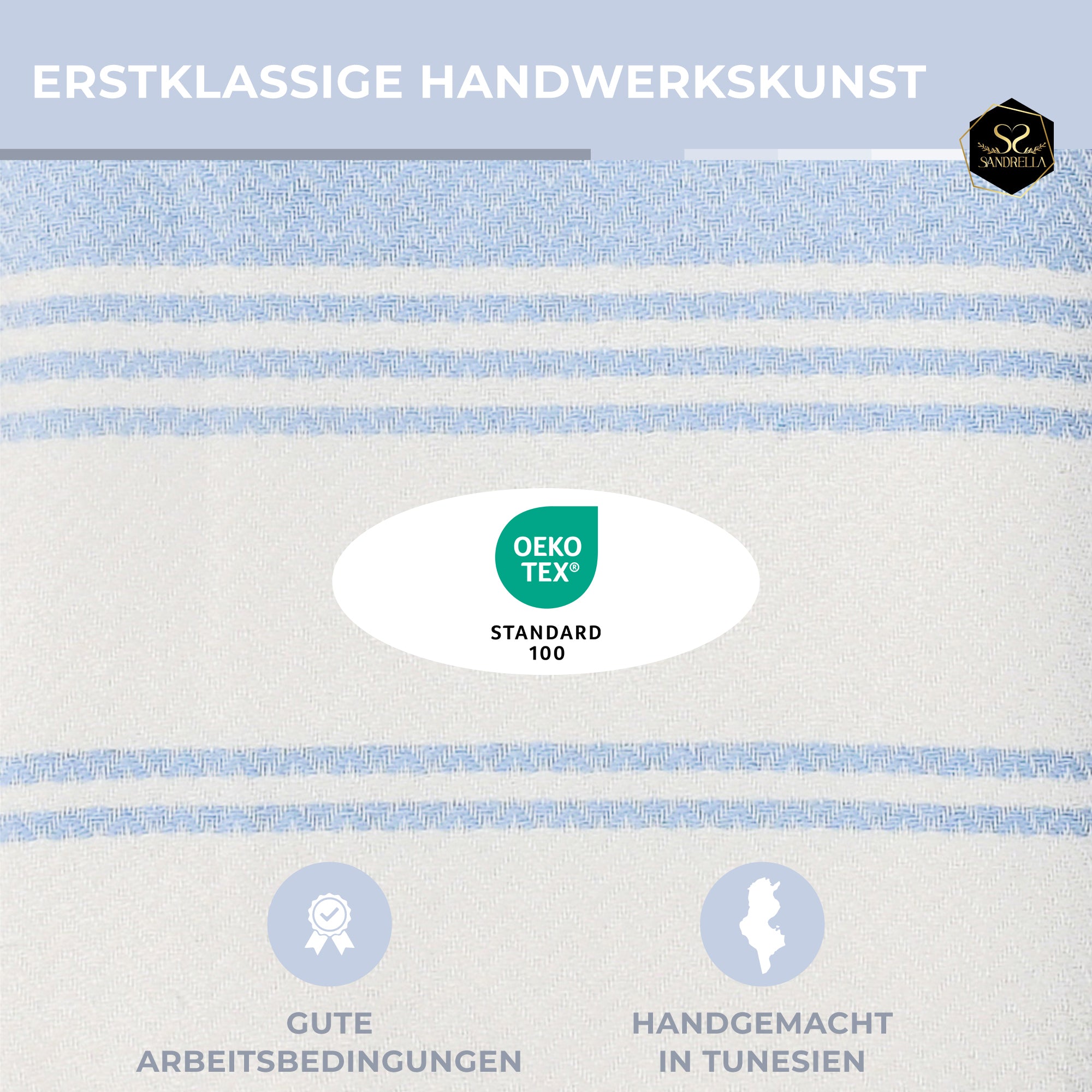 Doppelpack Hamamtuch 100 x 200 cm I beige & hellblau