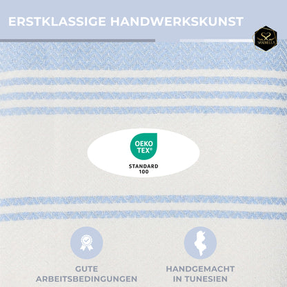 Doppelpack Hamamtuch 100 x 200 cm I beige & hellblau