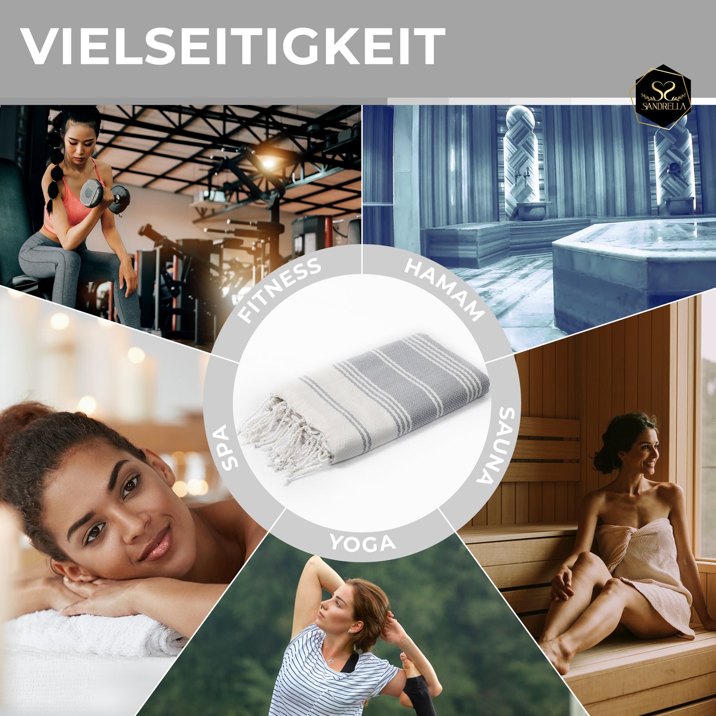 Edelstück Hamamtuch 100 x 200 cm | hellgrau