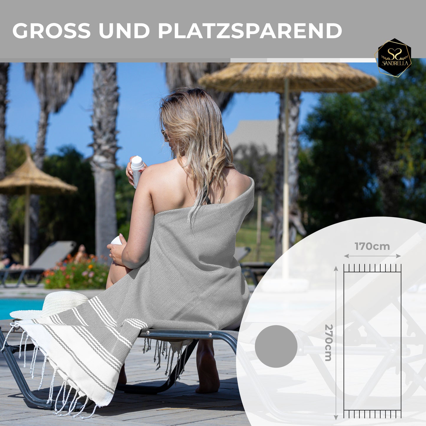 Edelstück Hamamtuch 100 x 200 cm | hellgrau