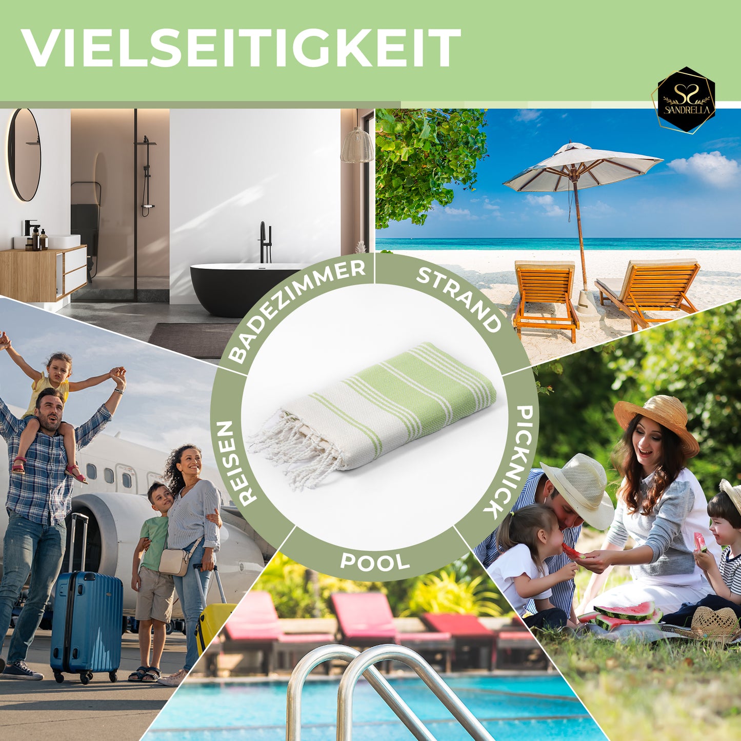 Edelstück Hamamtuch 100 x 200 cm | hellgrün