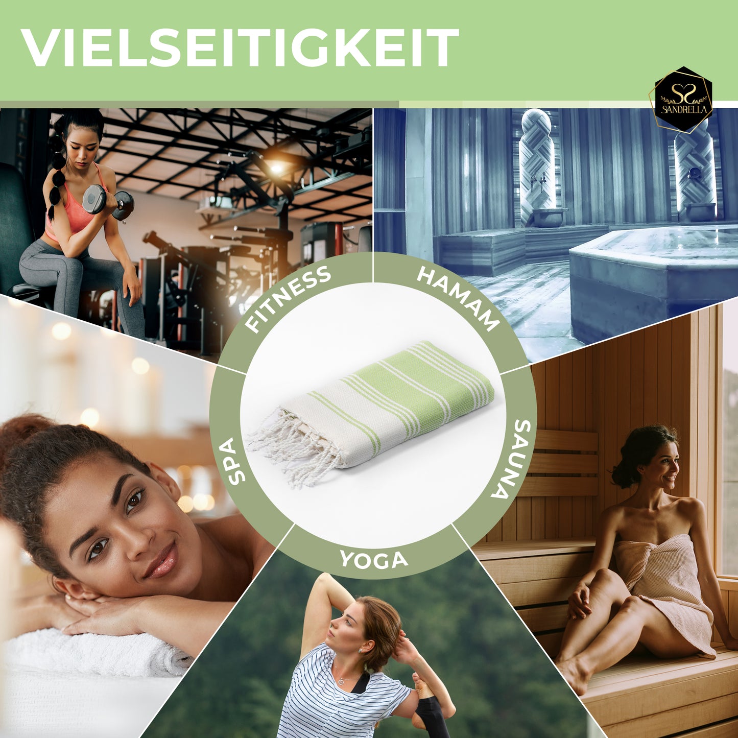 Edelstück Hamamtuch 100 x 200 cm | hellgrün