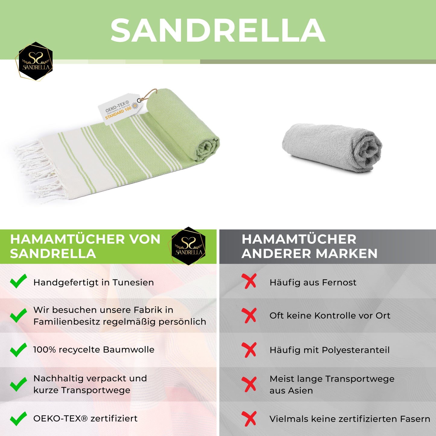 Edelstück Hamamtuch 100 x 200 cm | hellgrün