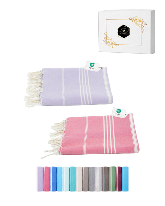 Vorteils-Set - Atempause Hamamtuch 100 x 200 cm I lachs-rosa & lila
