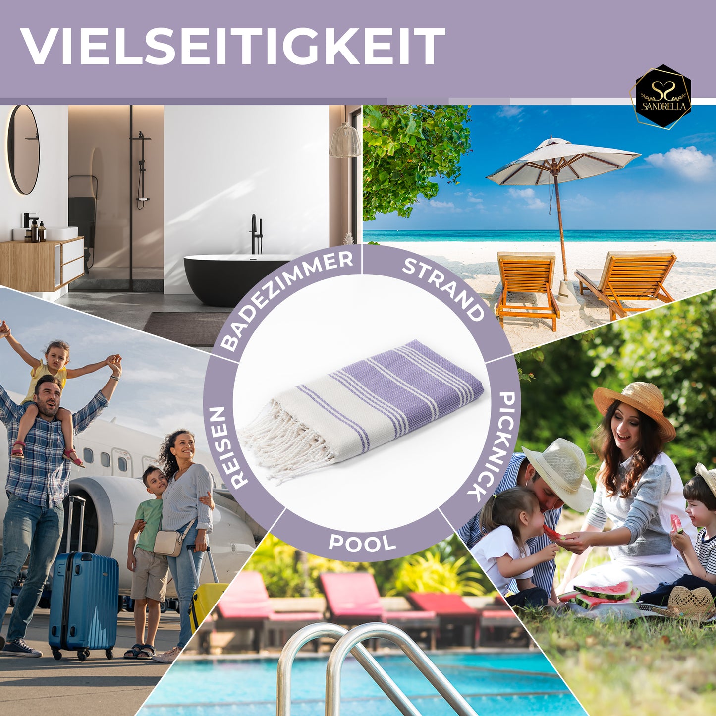 Edelstück Hamamtuch 100 x 200 cm I lila