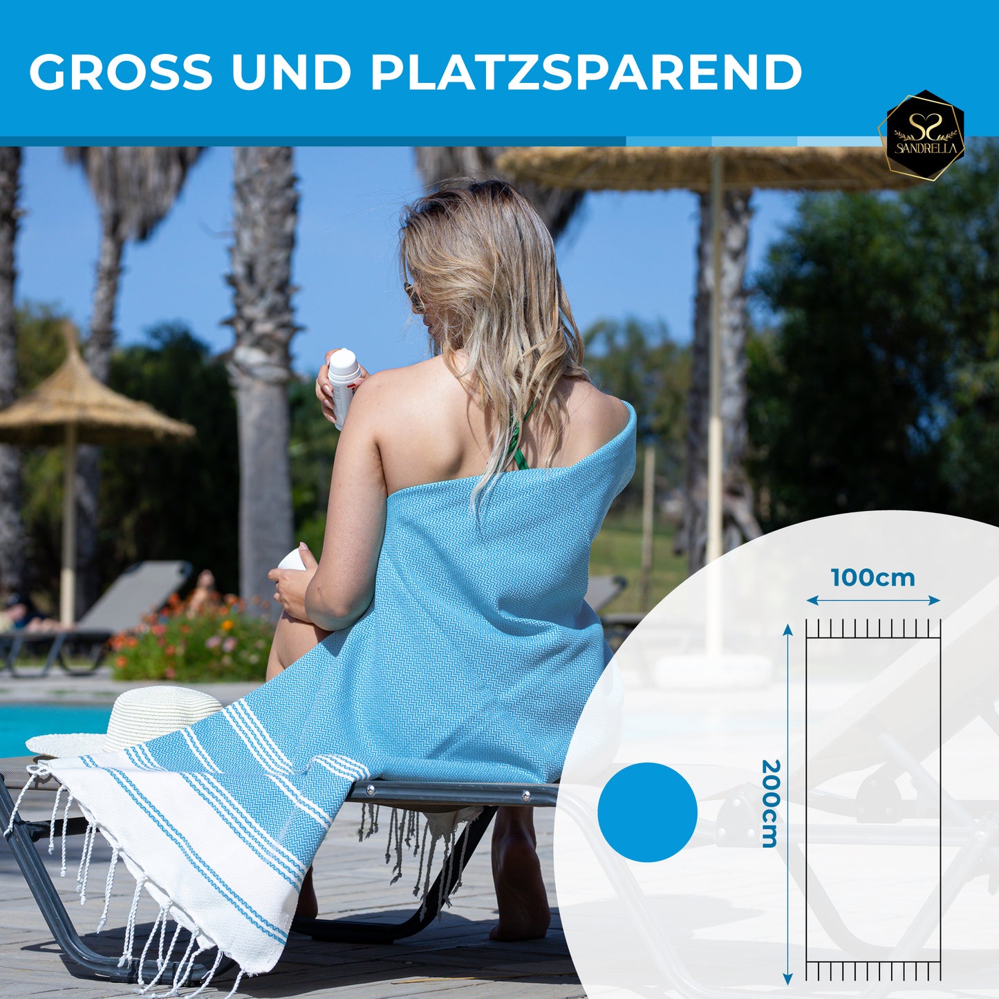 Edelstück Hamamtuch 100 x 200 cm | ozeanblau