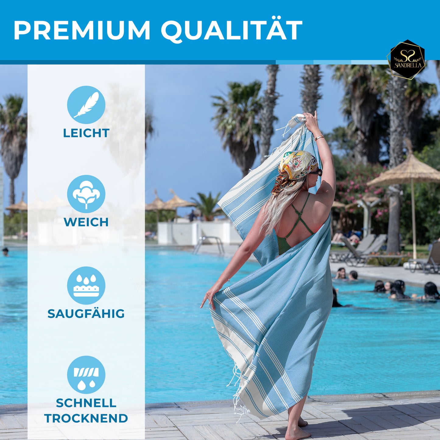 Edelstück Hamamtuch 100 x 200 cm | ozeanblau