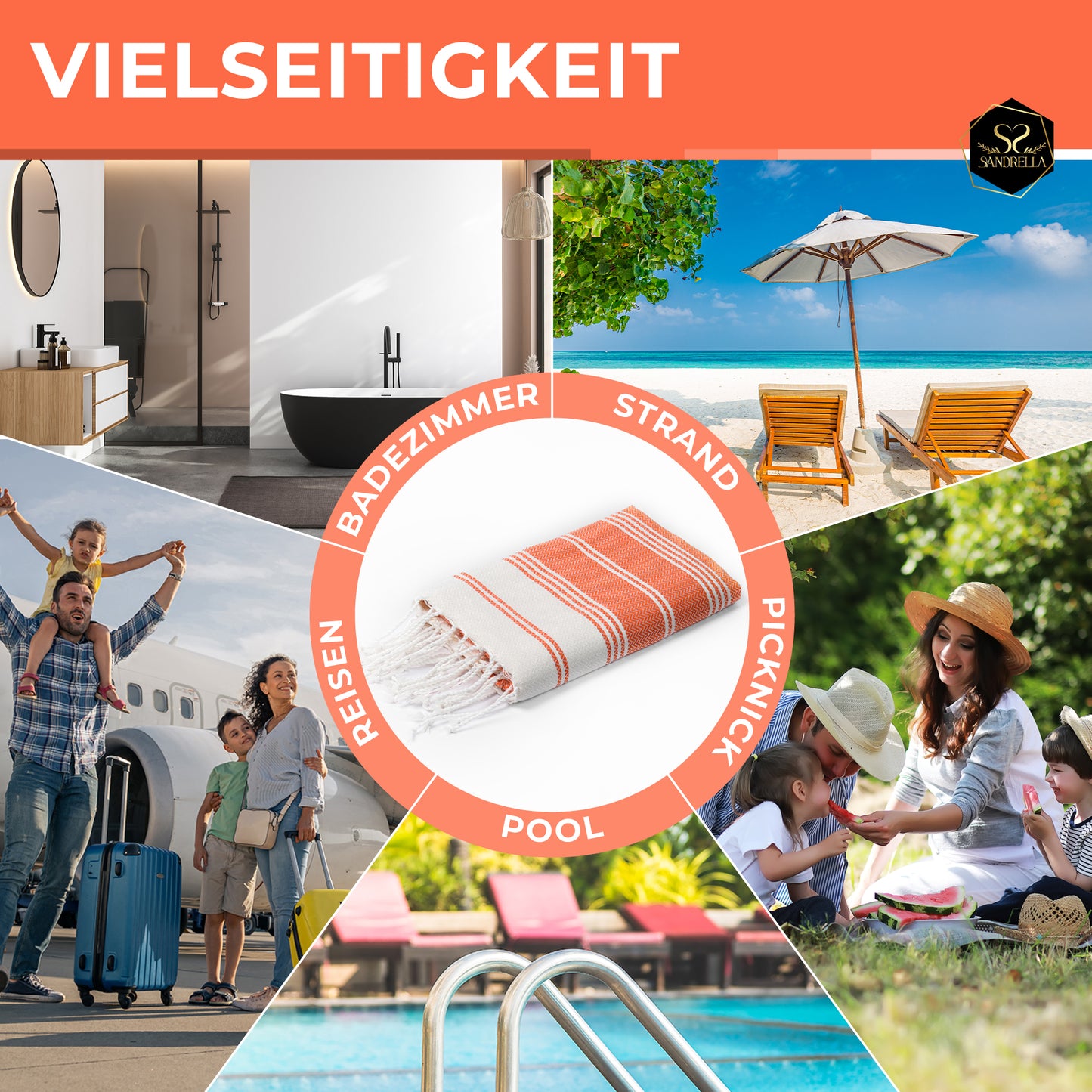 Edelstück Hamamtuch 100 x 200 cm | orange