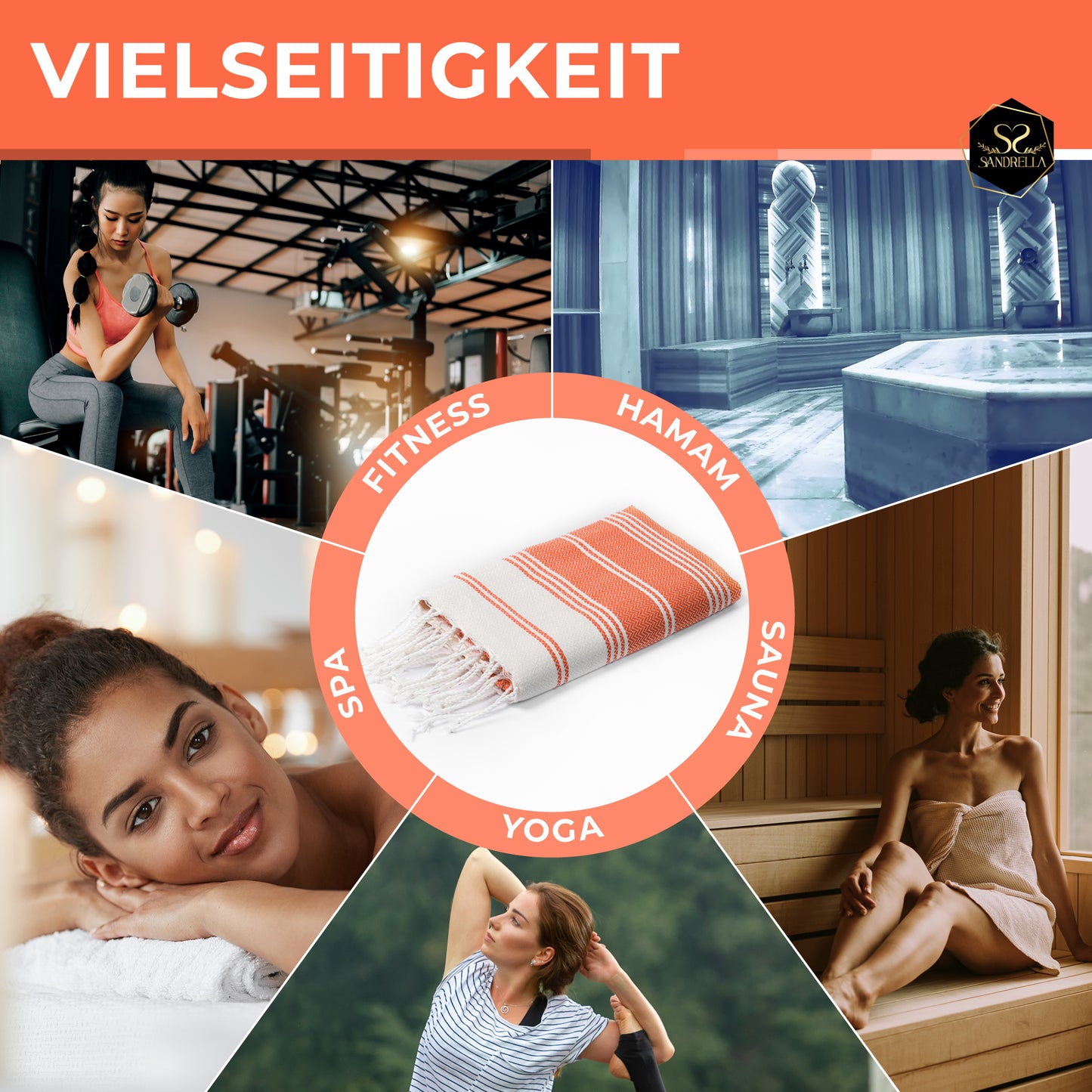 Edelstück Hamamtuch 100 x 200 cm | orange