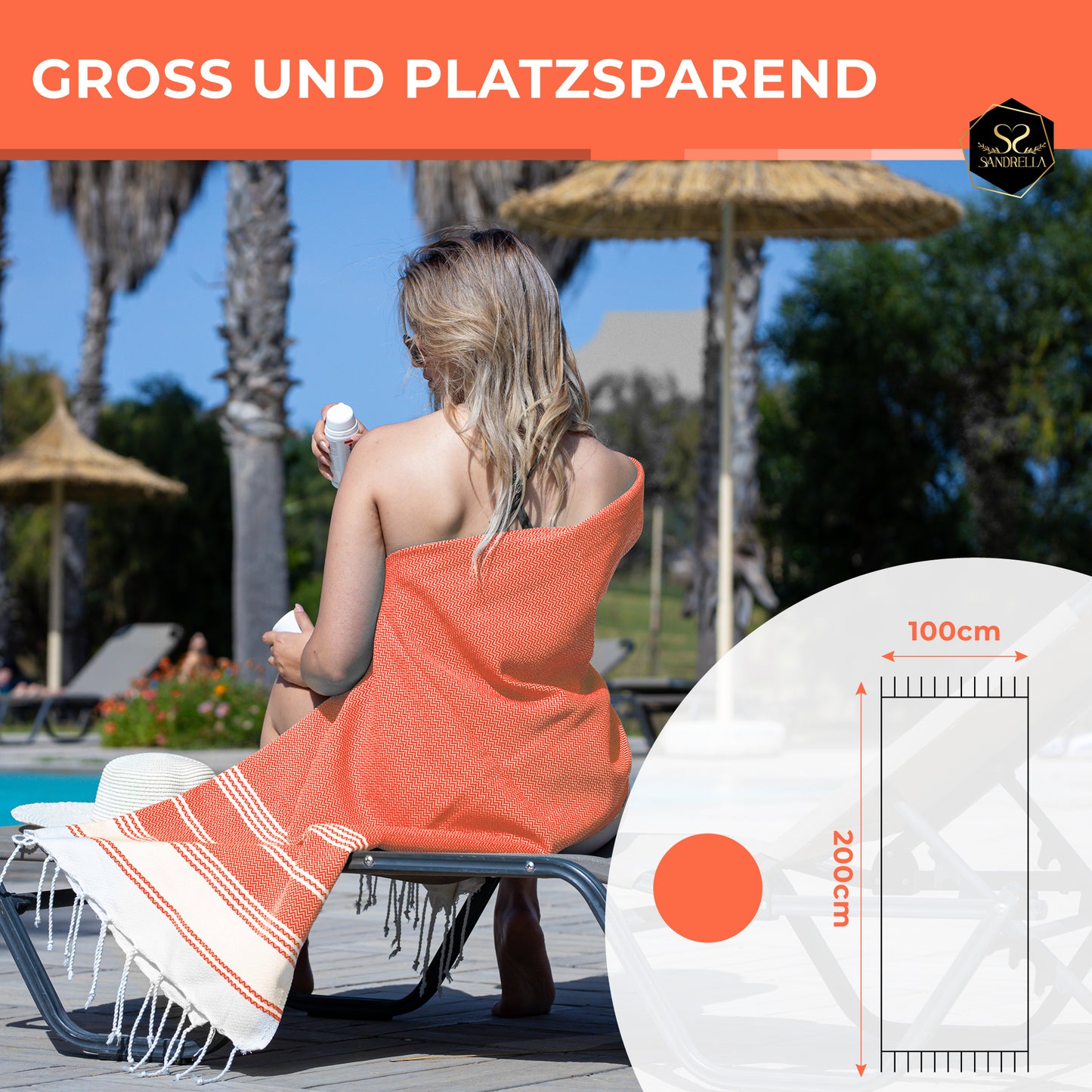 Edelstück Hamamtuch 100 x 200 cm | orange