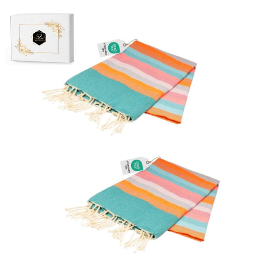 Doppelpack Hamamtuch 100 x 200 cm I blau gestreift