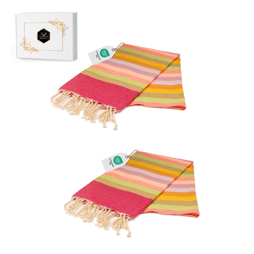 Doppelpack Hamamtuch 100 x 200 cm I rot gestreift