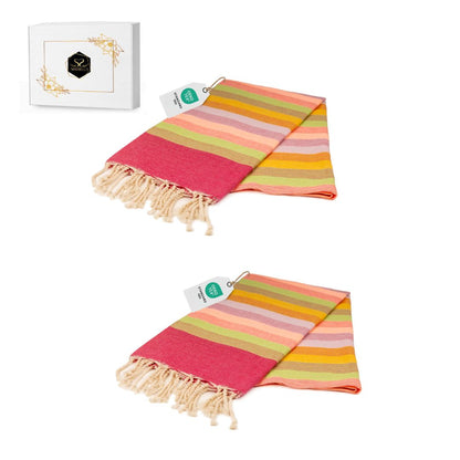Doppelpack Hamamtuch 100 x 200 cm I rot gestreift