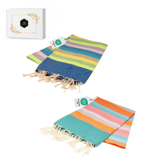 Doppelpack Hamamtuch 100 x 200 cm I dunkelblau gestreift / blau gestreift