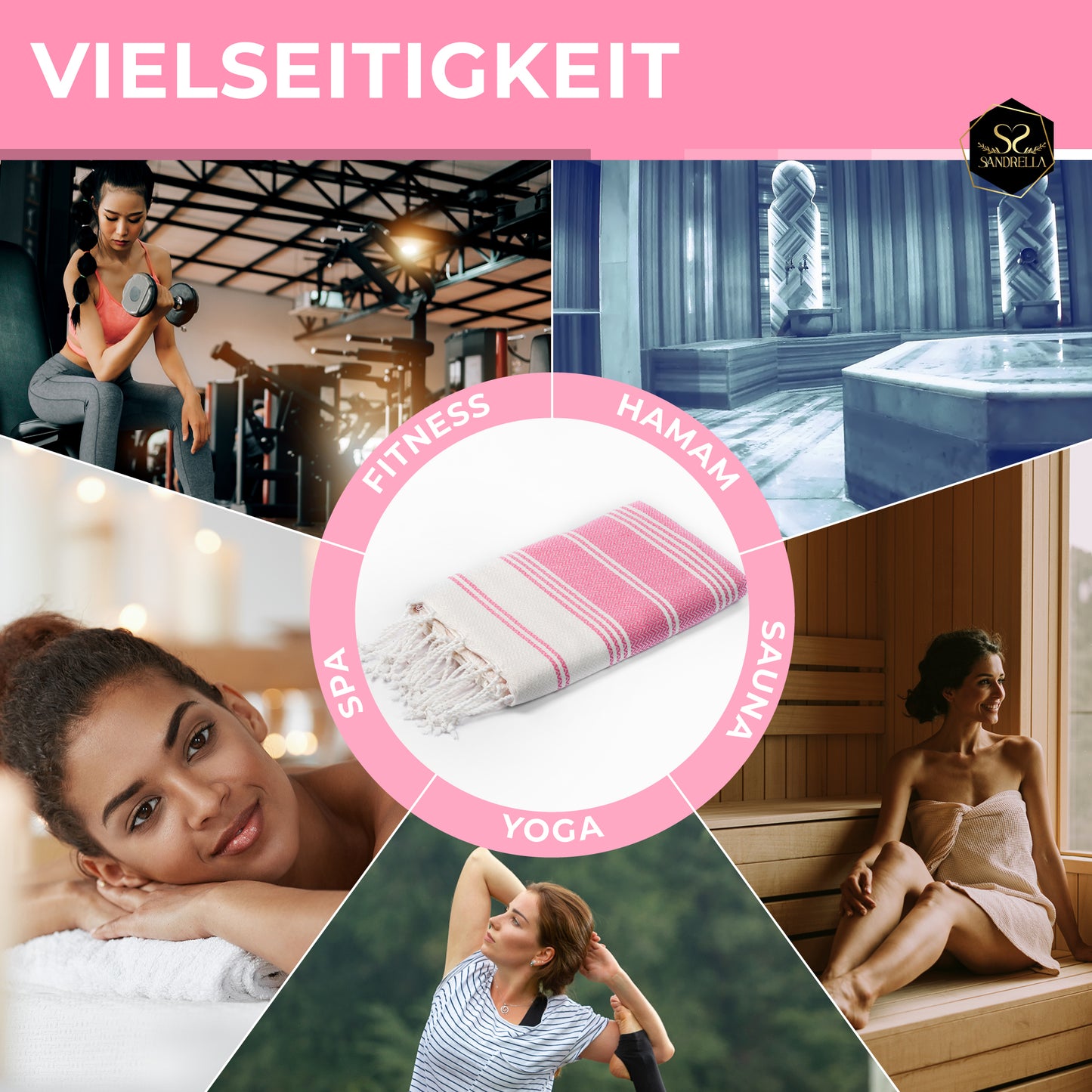 Edelstück Hamamtuch 100 x 200 cm | rosa