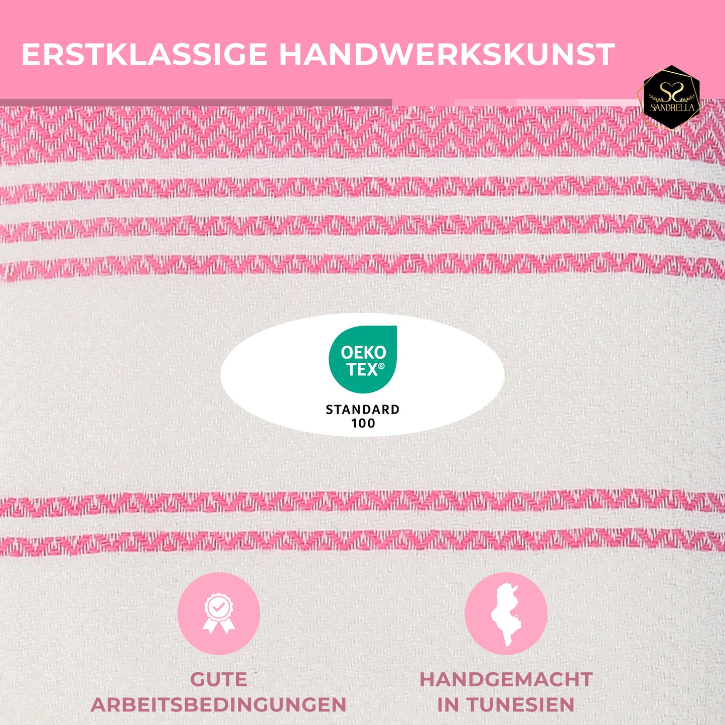 Doppelpack Hamamtuch 100 x 200 cm I beige & rosa