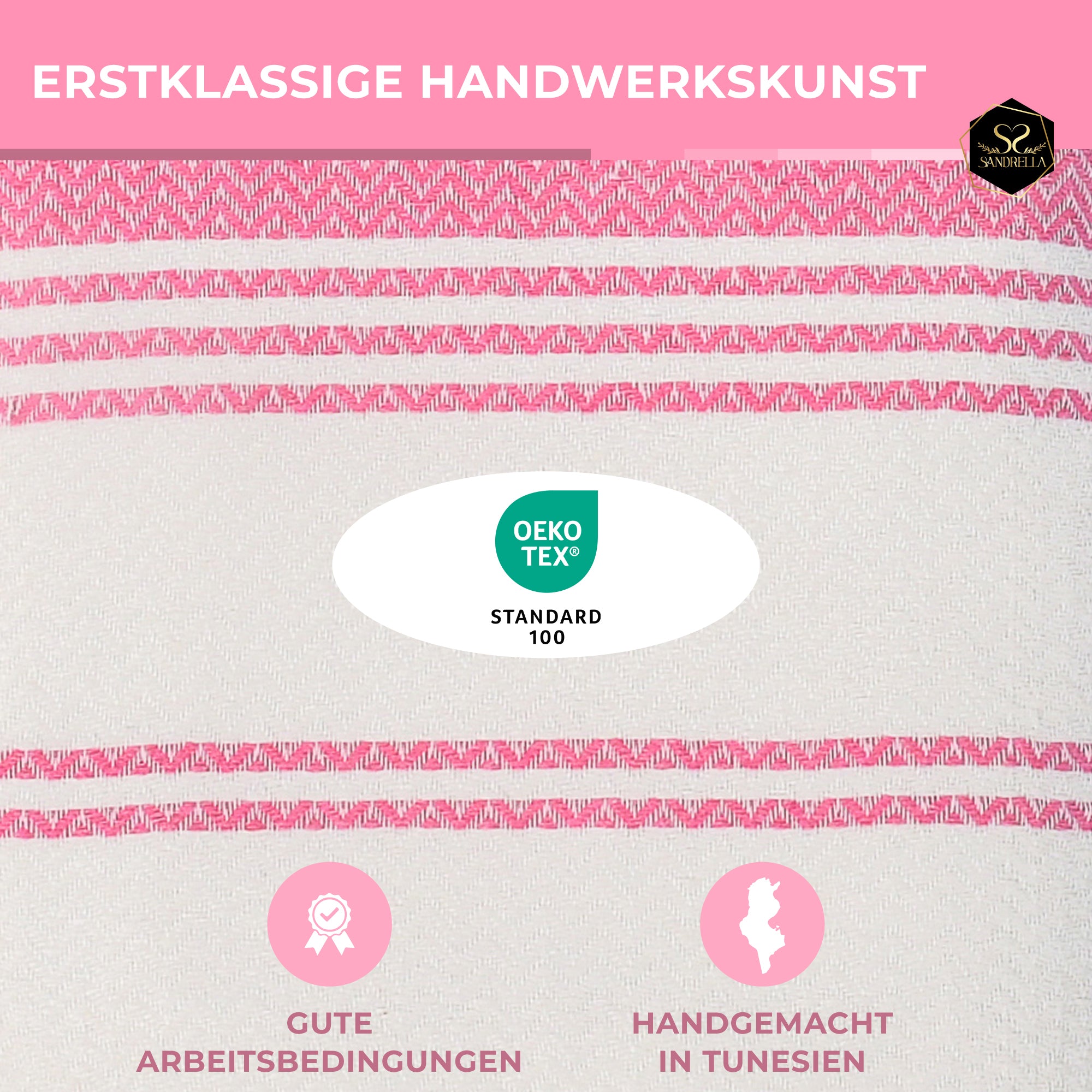 Doppelpack Hamamtuch 100 x 200 cm I beige & rosa