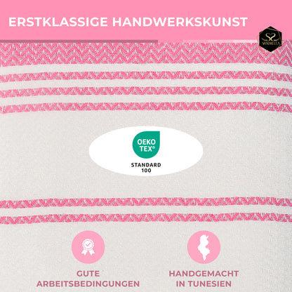 Doppelpack Hamamtuch 100 x 200 cm I beige & rosa