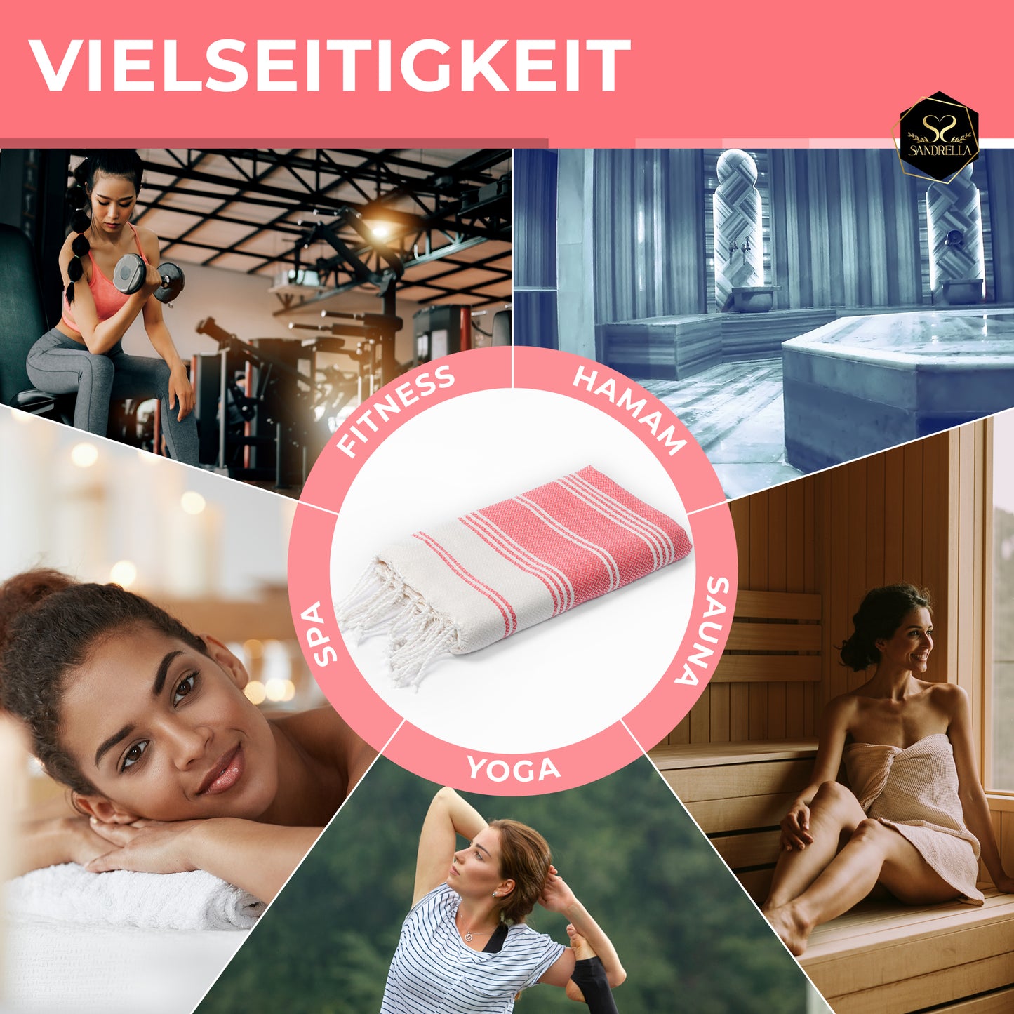 Edelstück Hamamtuch 100 x 200 cm | rot