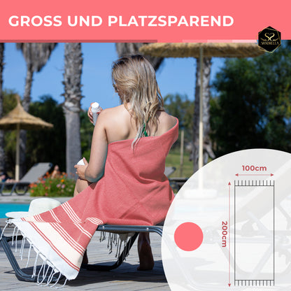 Doppelpack Hamamtuch 100 x 200 cm I blau & rot