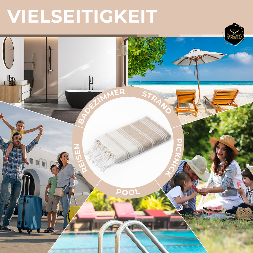 Doppelpack Hamamtuch 100 x 200 cm I 2x beige