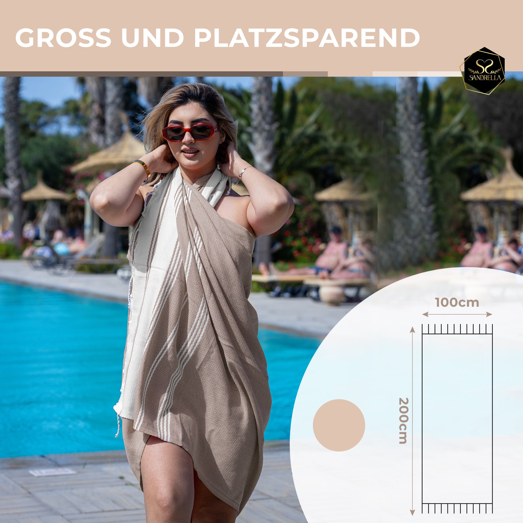 Doppelpack Hamamtuch 100 x 200 cm I beige & hellblau