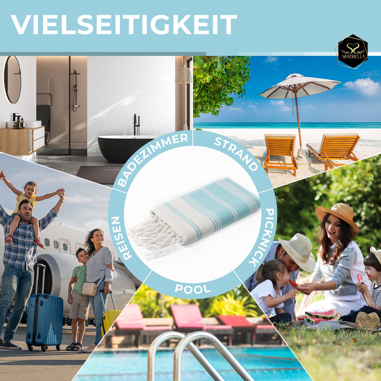 Edelstück Hamamtuch 100 x 200 cm | türkis