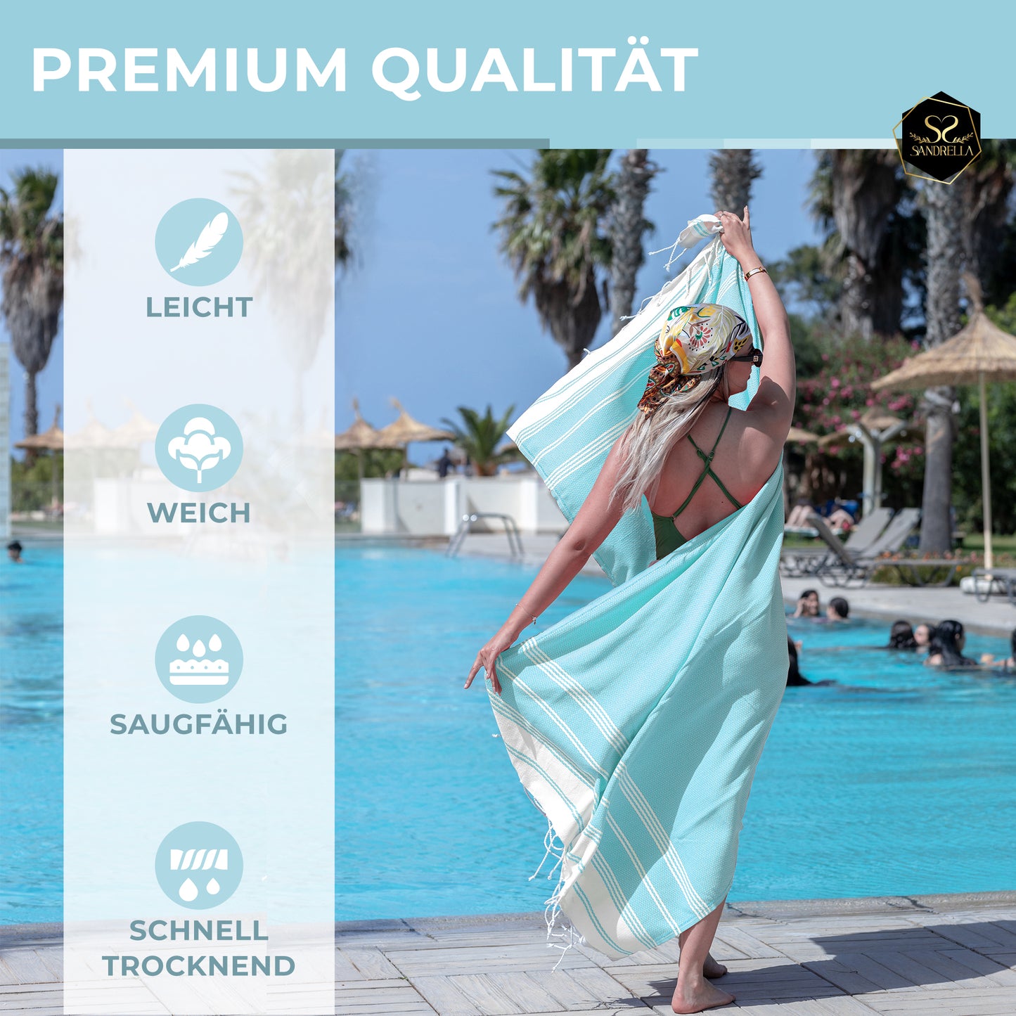 Edelstück Hamamtuch 100 x 200 cm | türkis