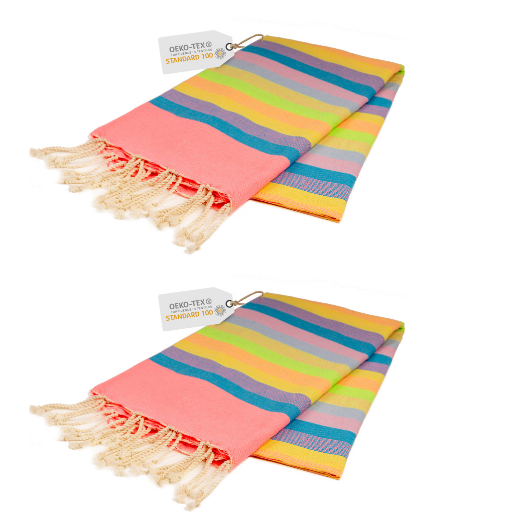 Doppelpack Hamamtuch 90 x 170 cm I pink gestreift