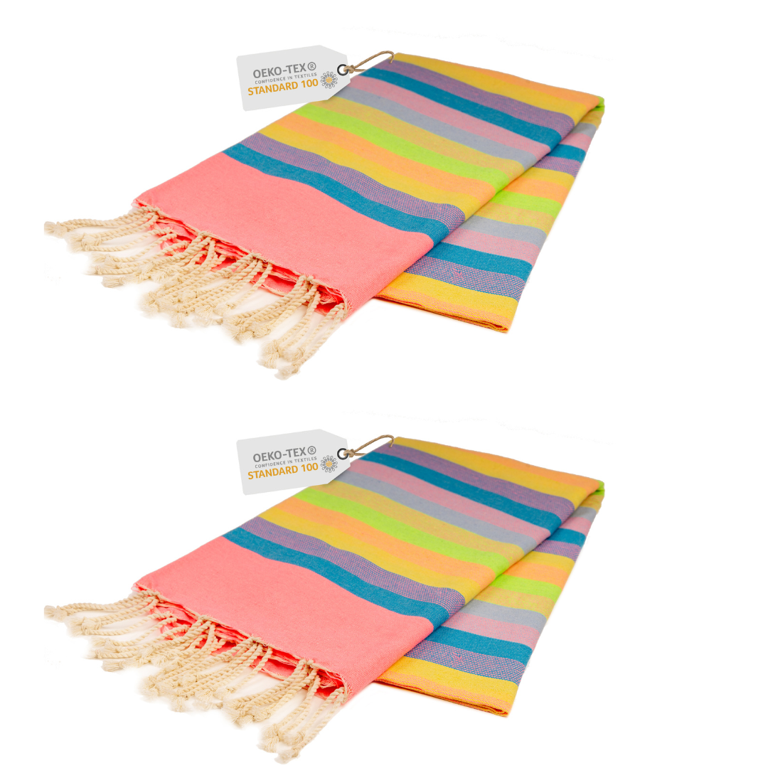 Doppelpack Hamamtuch 90 x 170 cm I pink gestreift