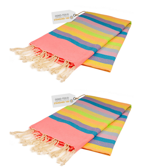 Doppelpack Hamamtuch 100 x 200 cm I pink gestreift