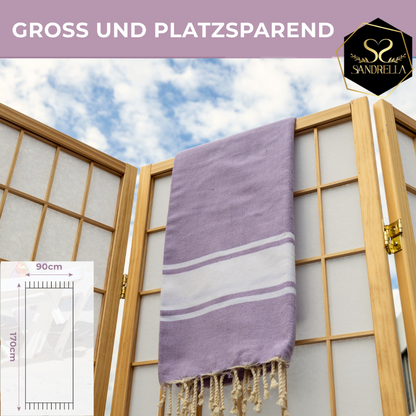 Doppelpack Hamamtuch 90 x 170 cm I beige / lila