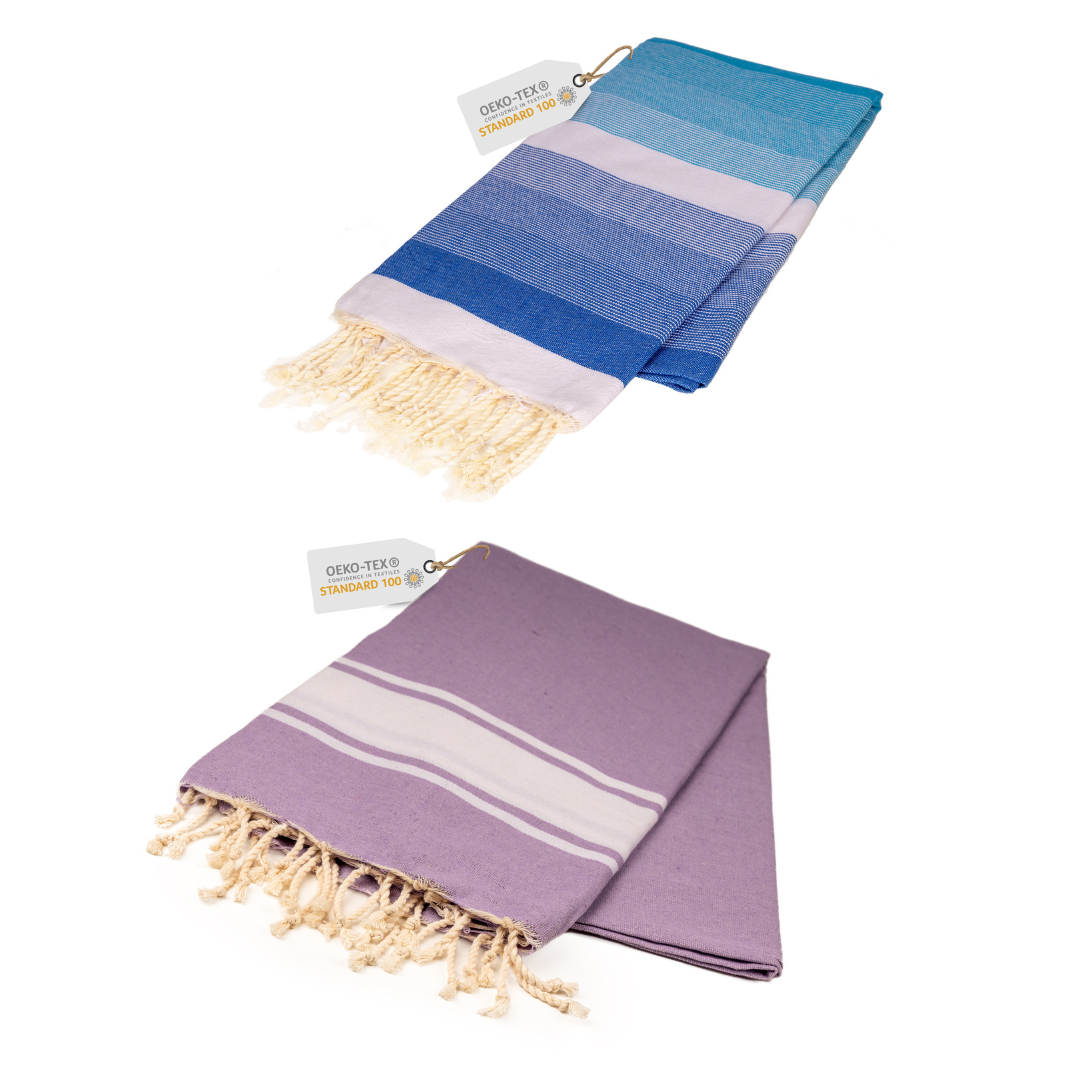 Doppelpack Hamamtuch 90 x 170 cm I blau Verlauf / lila