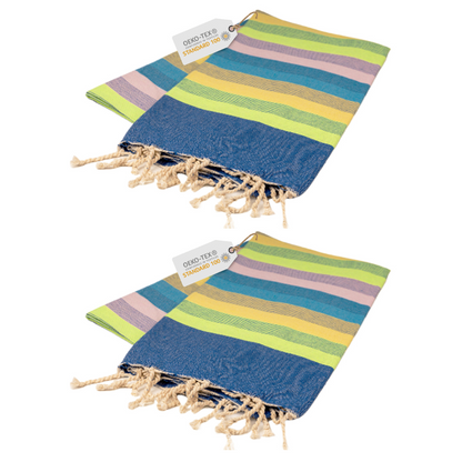 Doppelpack Hamamtuch 100 x 200 cm I dunkelblau gestreift