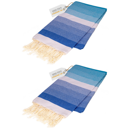 Doppelpack Hamamtuch 100 x 200 cm I blau Verlauf